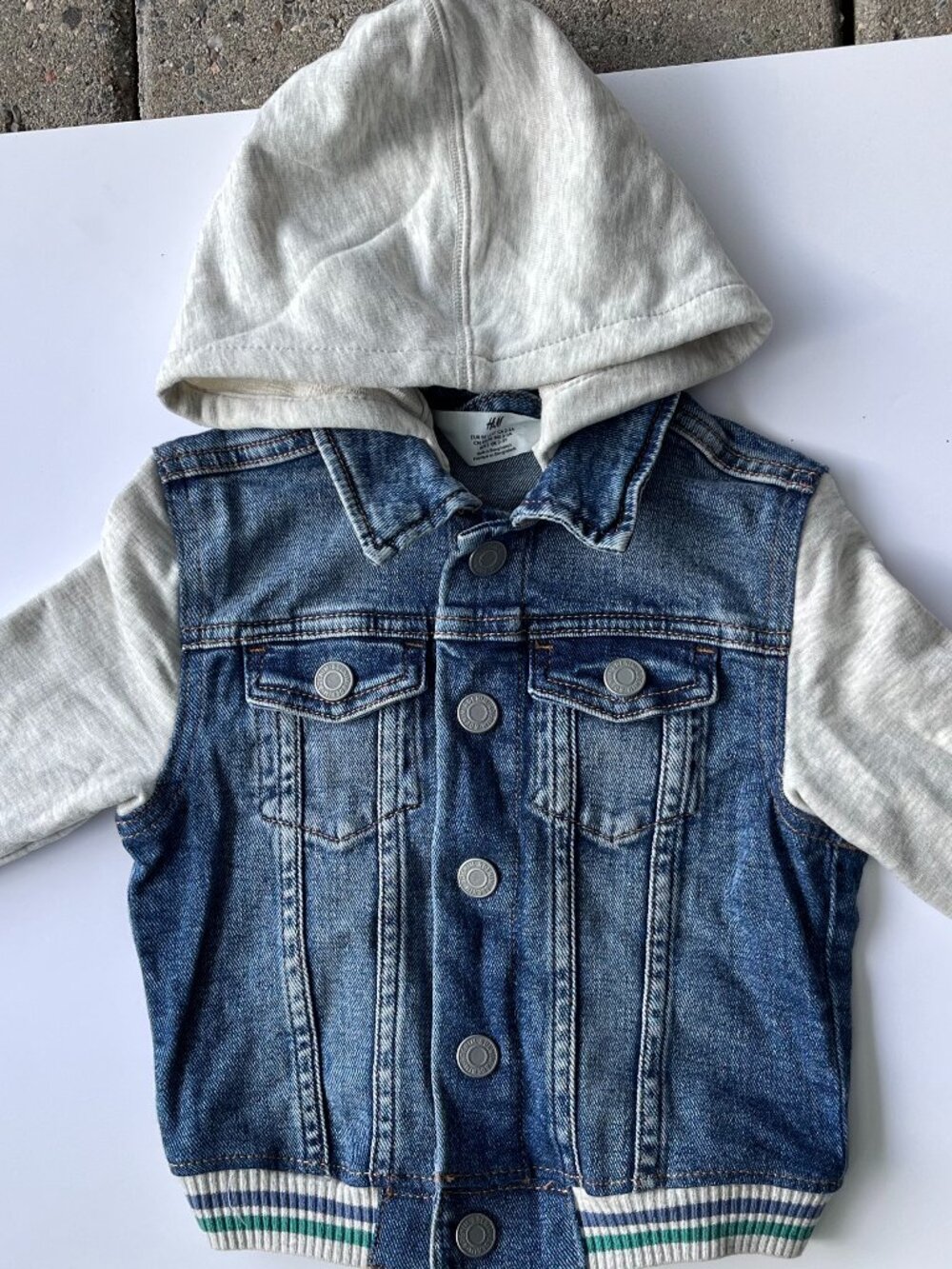 H&M Jean & Cotton Boys Baseball Jacket white with cloth sleeves